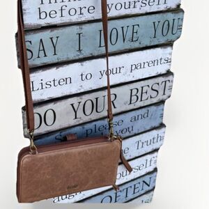 The Sak Iris Leather Floral Wristlet Handbag Purse Wallet Crossbody